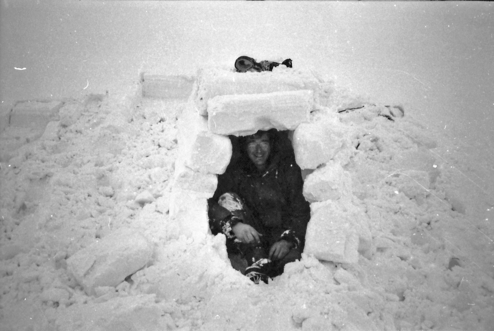 Snowhole Pete in his igloo