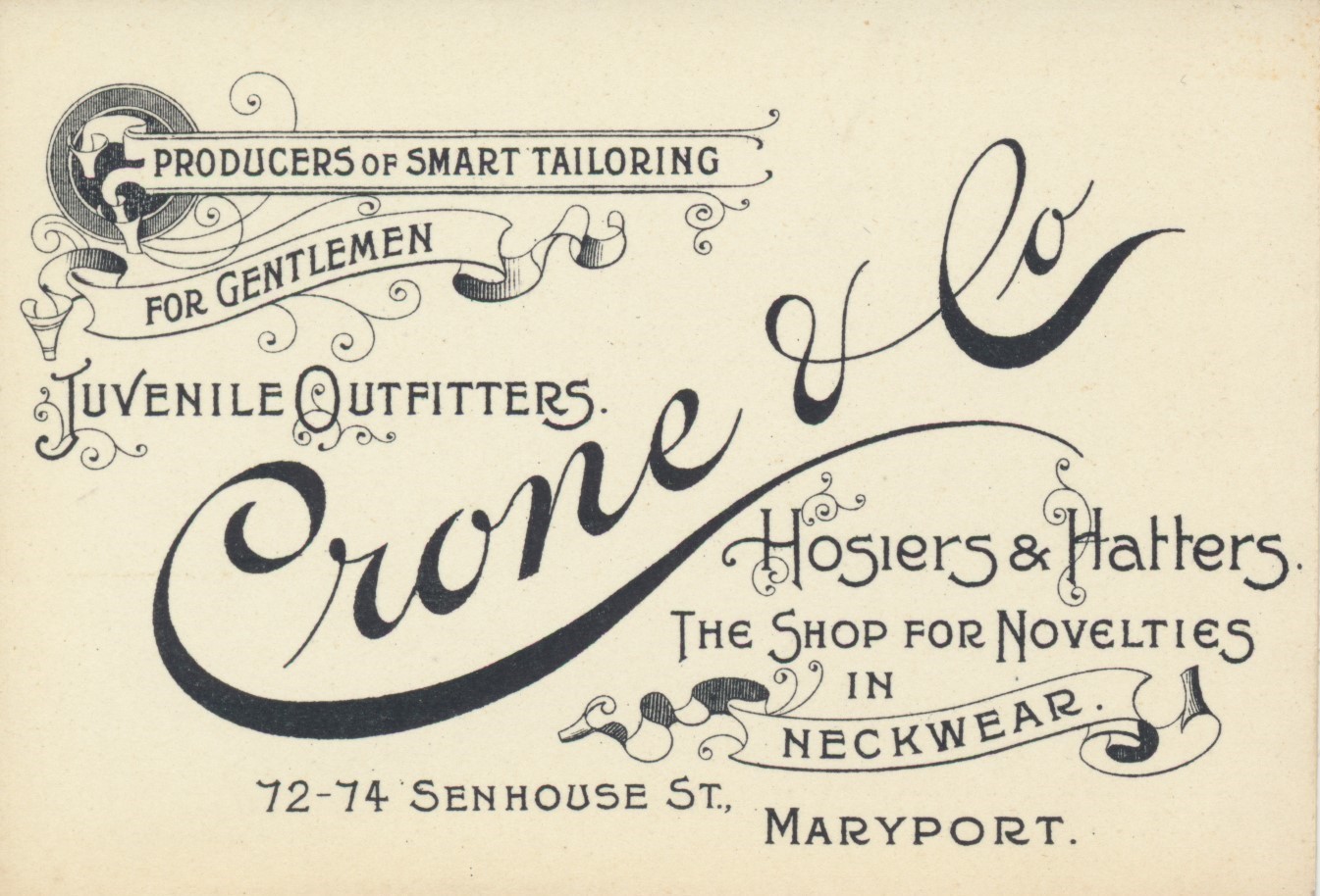 Crone card tailoring hosiers hatters novelties in neckwear 1 jpg