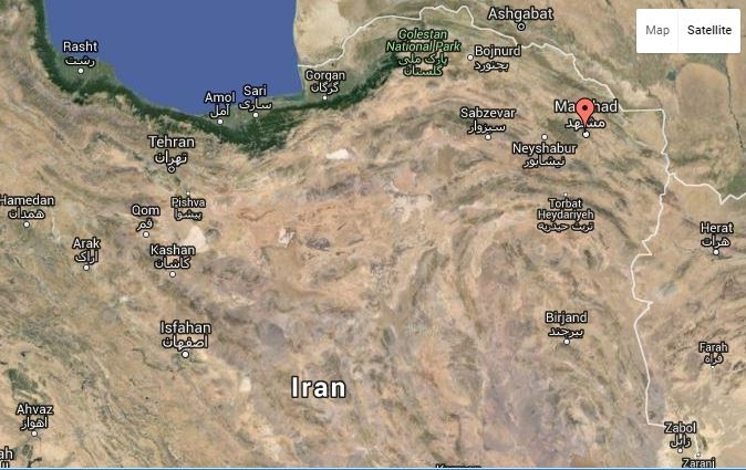 Map Iran Tehran to Mashad