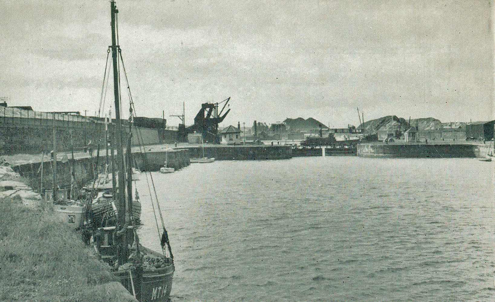 Maryport Elizabeth Dock from Basin coal loading crane coal and spoil heaps 1968 2 jpg