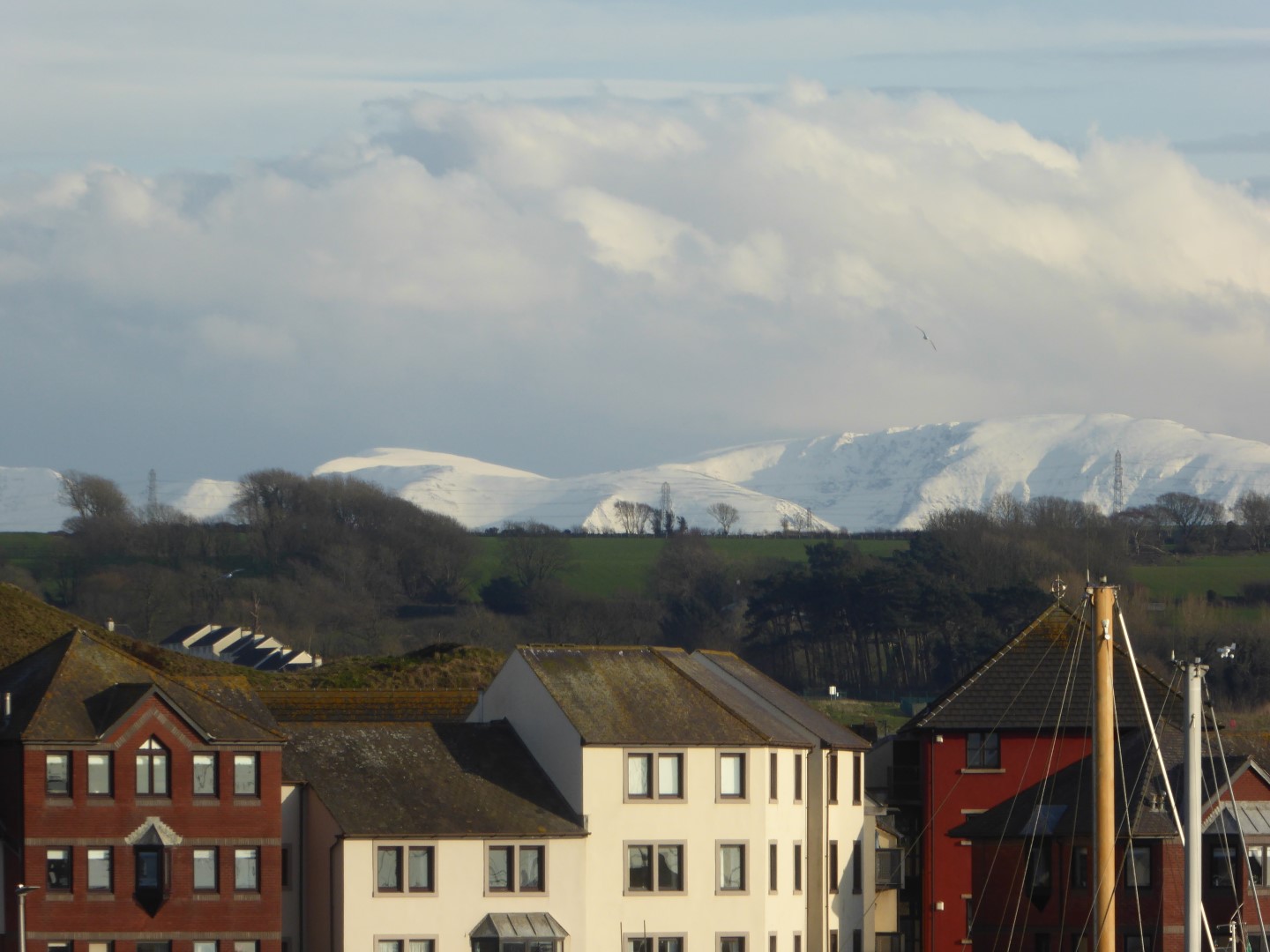 Maryport Marina with snow covered fells behind 4 March 2024 sm jpg